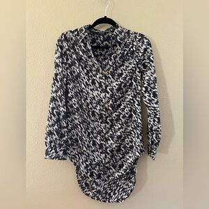 Express Black/White/Silver Button Up Blouse